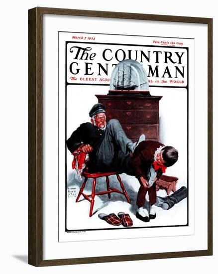 "Removing Sailor's Boots," Country Gentleman Cover, March 7, 1925-William Meade Prince-Framed Giclee Print