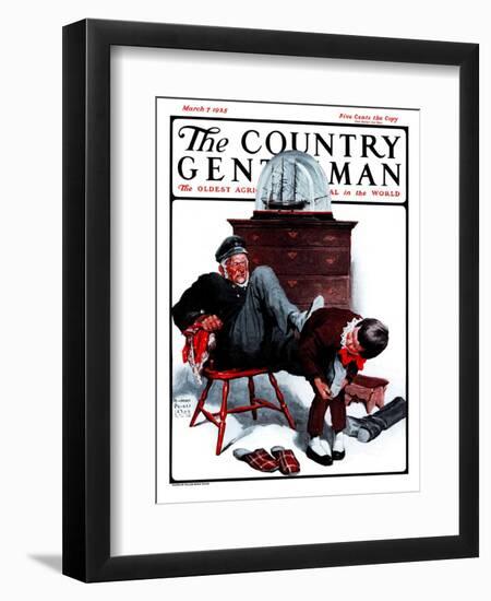 "Removing Sailor's Boots," Country Gentleman Cover, March 7, 1925-William Meade Prince-Framed Giclee Print