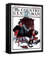 "Removing Sailor's Boots," Country Gentleman Cover, March 7, 1925-William Meade Prince-Framed Stretched Canvas