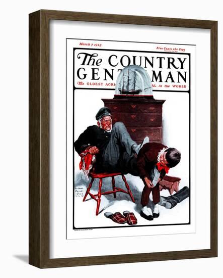 "Removing Sailor's Boots," Country Gentleman Cover, March 7, 1925-William Meade Prince-Framed Giclee Print