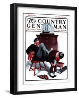 "Removing Sailor's Boots," Country Gentleman Cover, March 7, 1925-William Meade Prince-Framed Giclee Print