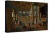 Renaissance Interior with Banqueters, circa 1618-1622 (Oil on Panel)-Bartolomeus Van Bassen-Stretched Canvas