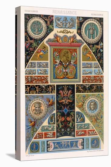 Renaissance Style Plate from Polychrome Ornament, Engraved by F. Durin, c.1869-Albert Charles August Racinet-Stretched Canvas