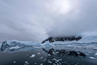 Floating Ice Mountains and Coastline Neko Harbour Antarctic Peninsula Antarctica