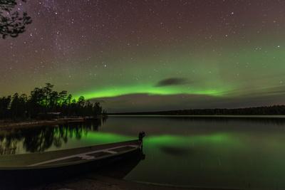 Northern Light or Aurora Borealis Nellim Near Inari Lake Lapland Finland