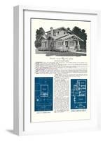 Rendering and Floor Plan of Craftsman House-null-Framed Art Print