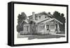 Rendering and Floor Plan of Craftsman House-null-Framed Stretched Canvas