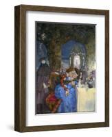 “ Rendez-Vous ” A Couple Lazing during a Summer Party, under the Eyes of Masks Characters Painting-Konstantin Andreevic Somov-Framed Giclee Print