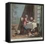 Rene Descartes (1596-1650) Writing His World System-Desfontaines-Framed Stretched Canvas