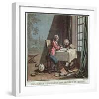 Rene Descartes (1596-1650) Writing His World System-Desfontaines-Framed Giclee Print