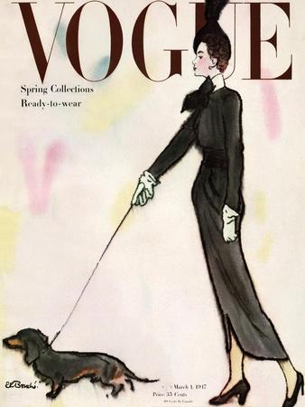 Vogue Cover - March 1917 - Dachshund Stroll