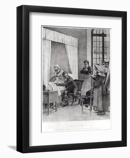 Rene Theophile Hyacinthe Laennec Listening to the Chest of a Man with Consumption, 1816-Theobald Chartran-Framed Premium Giclee Print