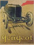 Poster Advertising a Peugeot Racing Car, C.1918 (Colour Litho)-René Vincent-Giclee Print