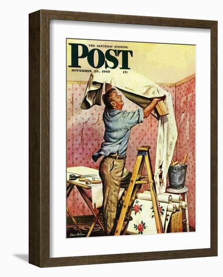 "Renegade Wallpaper," Saturday Evening Post Cover, November 26, 1949-Stevan Dohanos-Framed Giclee Print