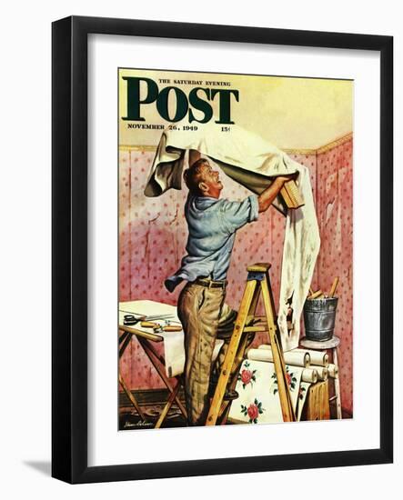 "Renegade Wallpaper," Saturday Evening Post Cover, November 26, 1949-Stevan Dohanos-Framed Giclee Print