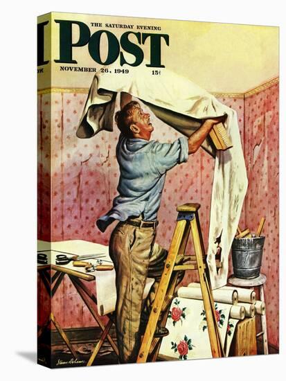 "Renegade Wallpaper," Saturday Evening Post Cover, November 26, 1949-Stevan Dohanos-Stretched Canvas