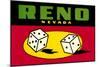 Reno, Nevada, Pair of Dice-null-Mounted Art Print