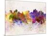 Reno Skyline in Watercolor Background-paulrommer-Mounted Art Print