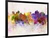 Reno Skyline in Watercolor Background-paulrommer-Framed Art Print