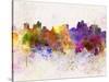 Reno Skyline in Watercolor Background-paulrommer-Stretched Canvas