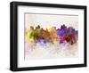 Reno Skyline in Watercolor Background-paulrommer-Framed Art Print