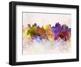 Reno Skyline in Watercolor Background-paulrommer-Framed Art Print