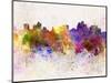 Reno Skyline in Watercolor Background-paulrommer-Mounted Art Print