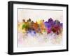 Reno Skyline in Watercolor Background-paulrommer-Framed Art Print