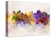 Reno Skyline in Watercolor Background-paulrommer-Stretched Canvas