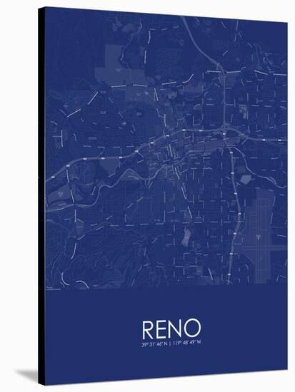 Reno, United States of America Blue Map-null-Stretched Canvas