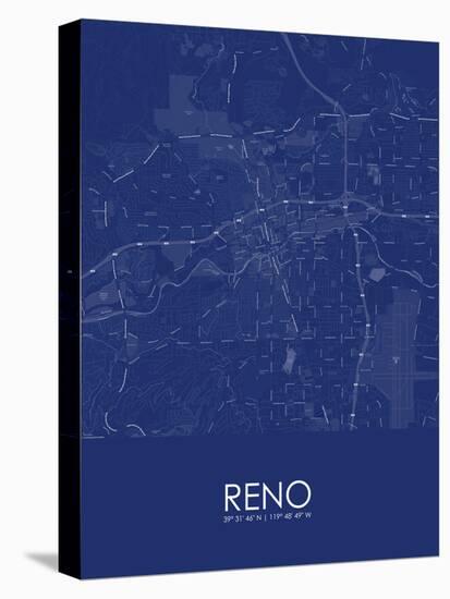 Reno, United States of America Blue Map-null-Stretched Canvas