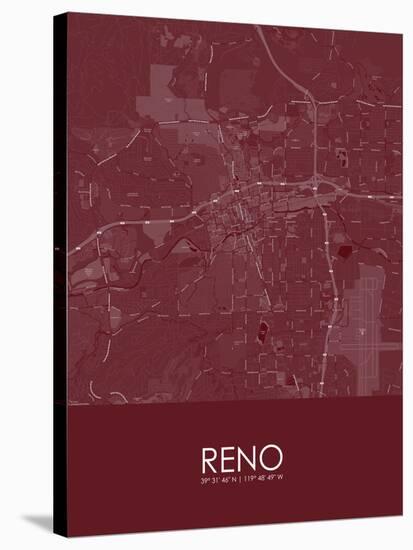 Reno, United States of America Red Map-null-Stretched Canvas