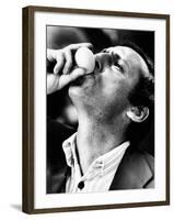 Renzo Arbore Drinking a Fresh Egg-null-Framed Photographic Print