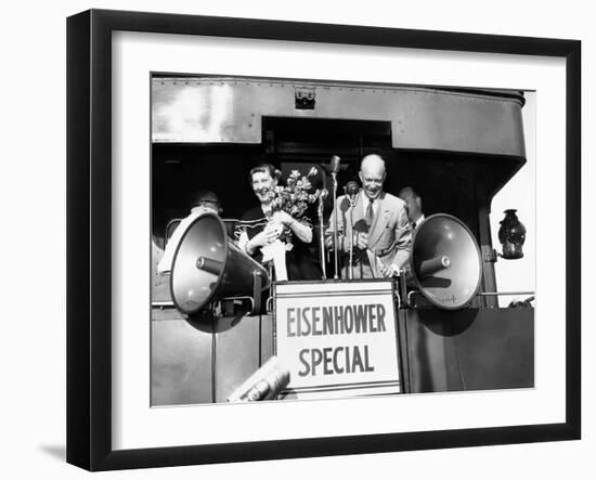 Rep Candidate Pres Dwight Eisenhower and Wife on Eisenhower Special in 1952 Election, Nov 3, 1952-null-Framed Photo