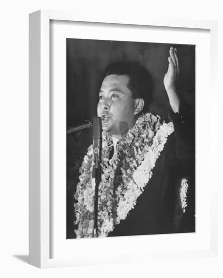 Rep. Daniel K. Inouye During Campaign for House of Representatives-Ralph Crane-Framed Photographic Print