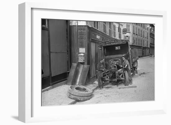 Repairing a British Lorry, Meaux, 1914-Jacques Moreau-Framed Photographic Print