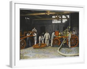 Repairing Fire Engine-null-Framed Photographic Print