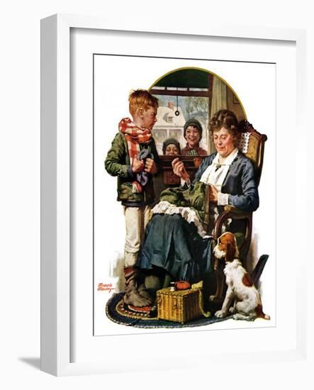 "Repairing Pants,"January 29, 1927-Frederic Stanley-Framed Giclee Print