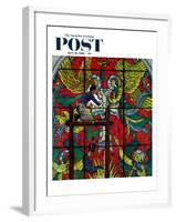 "Repairing Stained Glass" Saturday Evening Post Cover, April 16,1960-Norman Rockwell-Framed Giclee Print