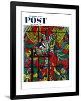 "Repairing Stained Glass" Saturday Evening Post Cover, April 16,1960-Norman Rockwell-Framed Giclee Print