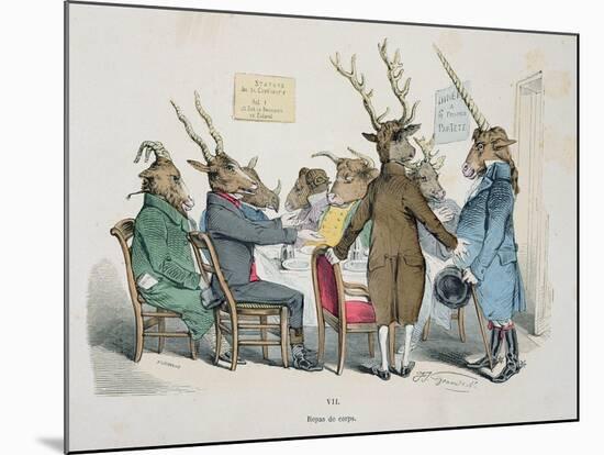 Repas de Corps, Caricature from Les Metamorphoses du Jour Series, Reprinted in 1854-Grandville-Mounted Giclee Print