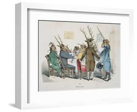 Repas de Corps, Caricature from Les Metamorphoses du Jour Series, Reprinted in 1854-Grandville-Framed Giclee Print