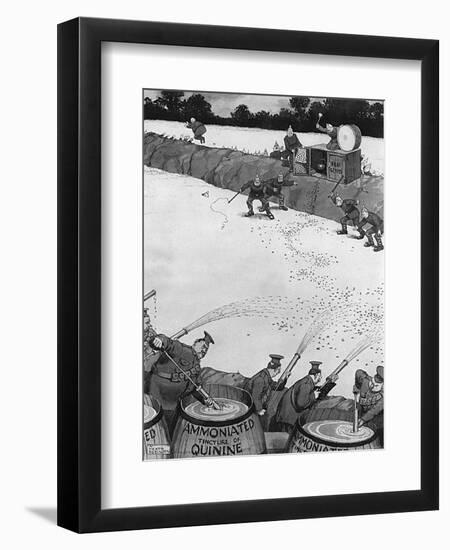 Repelling a Flu Assault by Heath Robinson-null-Framed Art Print