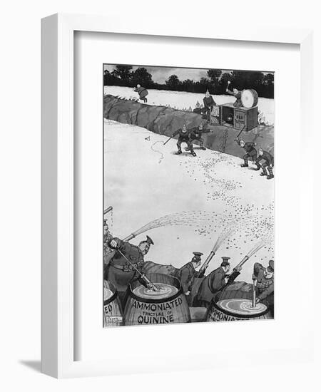 Repelling a Flu Assault by Heath Robinson-null-Framed Art Print