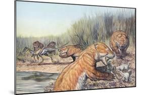 Repenomamus Mammals Hunting for Prey-null-Mounted Art Print