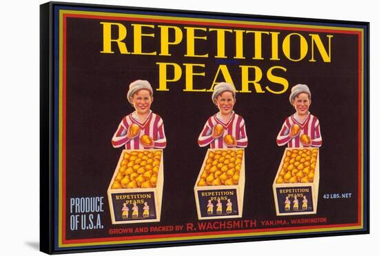 Repetition Pear Label-null-Framed Stretched Canvas