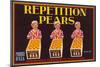 Repetition Pear Label-null-Mounted Art Print