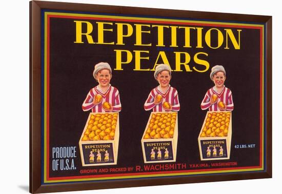 Repetition Pear Label-null-Framed Art Print