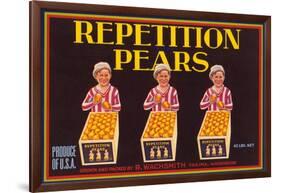 Repetition Pear Label-null-Framed Art Print
