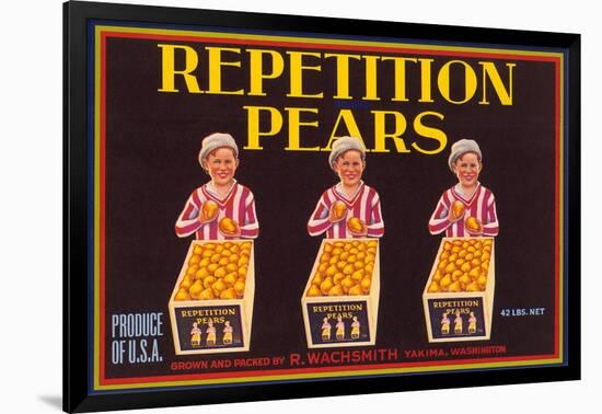 Repetition Pear Label-null-Framed Art Print